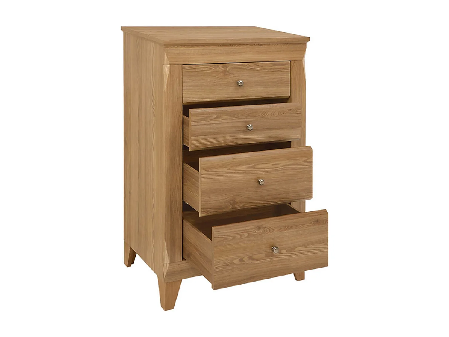 Commode chiffonier à 4 tiroirs fermeture soft-close coloris Mélèze doré - Longueur 72 x Profondeur 47 x Hauteur 116 cm