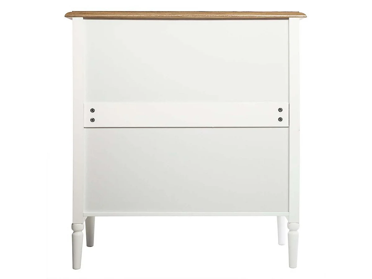 Commode à 4 tiroirs coloris blanc et bois - Longueur 80 x Profondeur 40 x Hauteur 85,4 cm