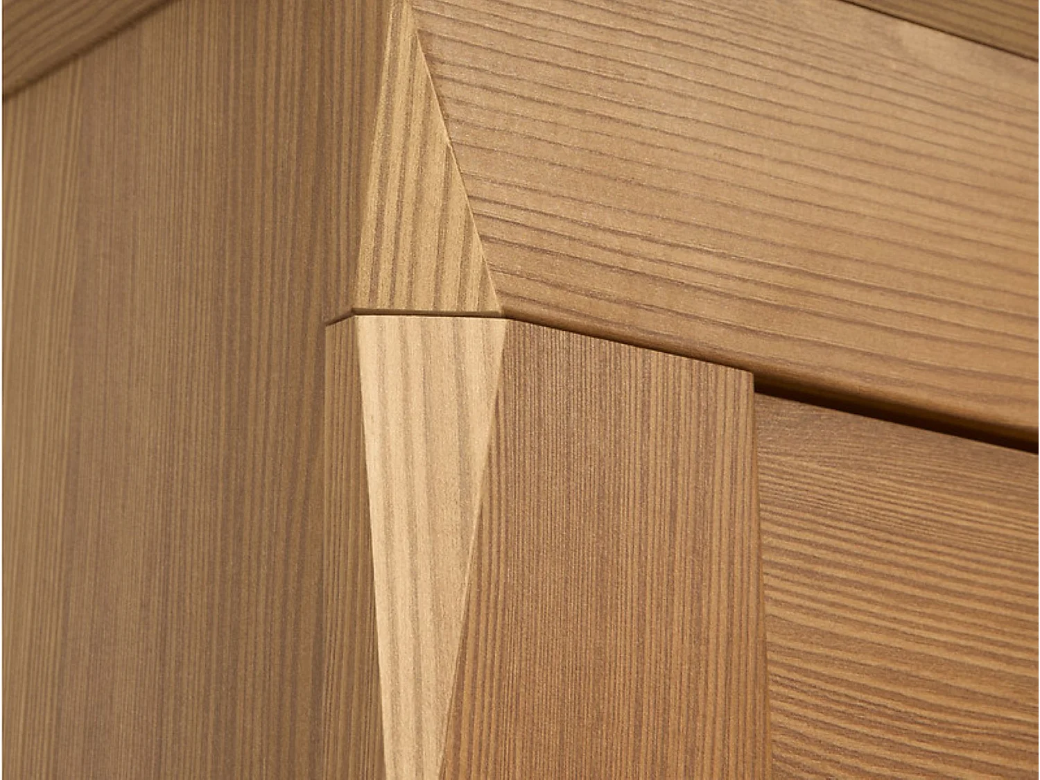 Commode meuble de rangement à 3 portes et 3 tiroirs à fermeture soft-close coloris Mélèze doré - Longueur 156 x Profondeur 47 x Hauteur 98 cm