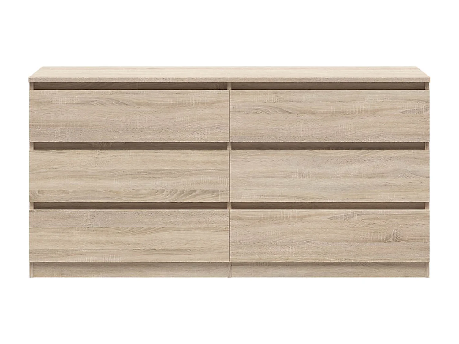 Commode buffet à 6 tiroirs meuble de rangement , coloris chêne Sonoma - Longueur 150 x Profondeur 45 x Hauteur 75,5 cm