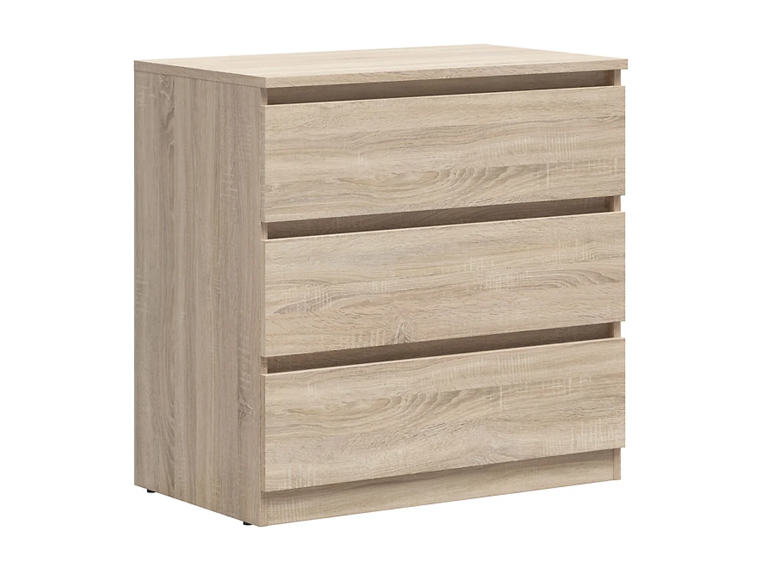 Commode à 3 tiroirs meuble de rangement , coloris chêne Sonoma - Longueur 75 x Profondeur 45 x Hauteur 75,5 cm
