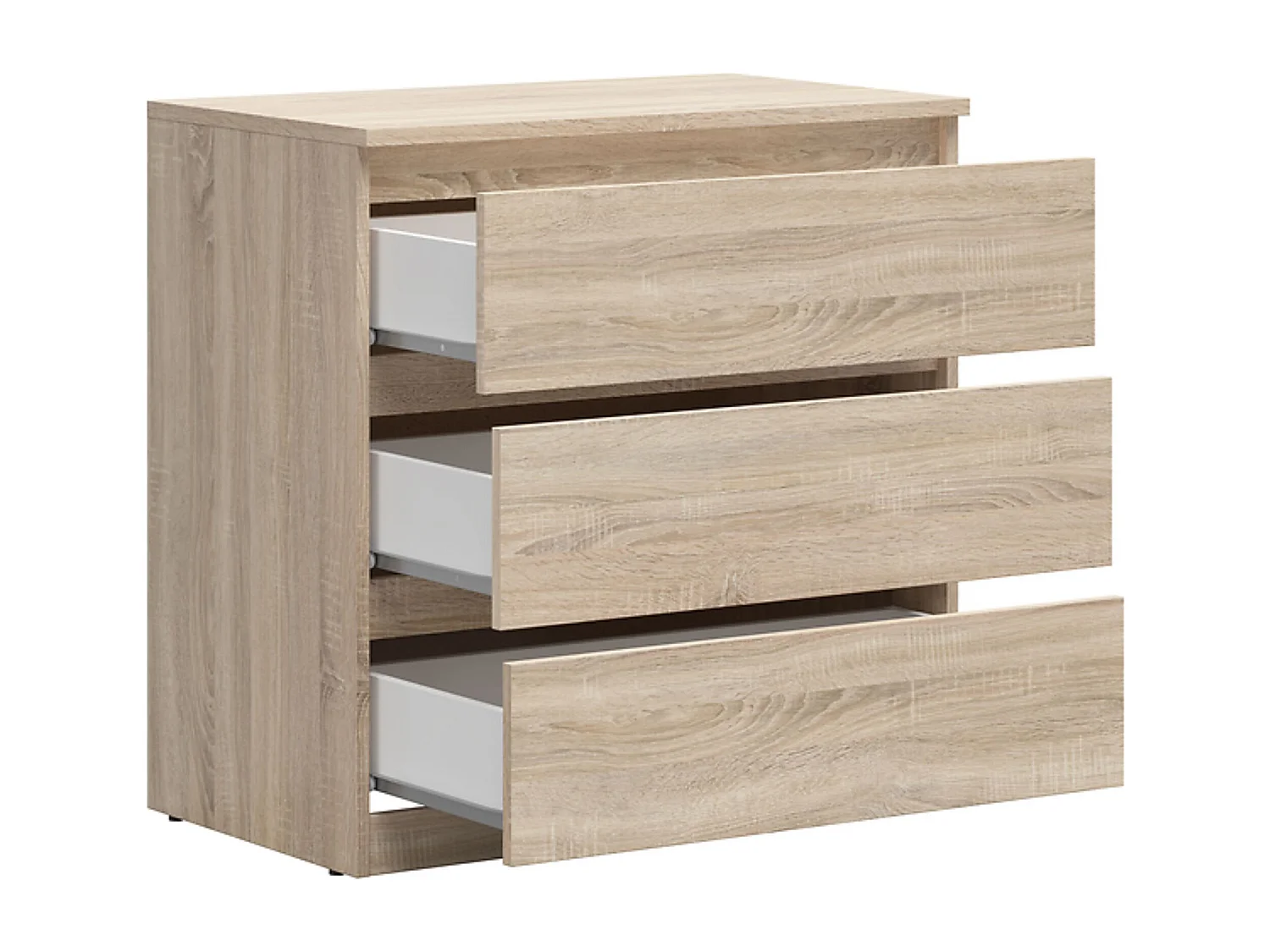 Commode à 3 tiroirs meuble de rangement , coloris chêne Sonoma - Longueur 75 x Profondeur 45 x Hauteur 75,5 cm
