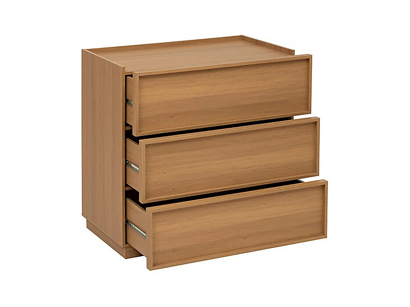 Commode meuble de rangement à 3 tiroirs, coloris marron - Longueur 80 x Profondeur 48 x Hauteur 78 cm