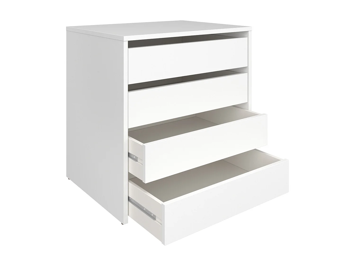 Commode, Meuble de rangement avec 4 tiroirs coloris Blanc - Hauteur 61,8 x Longueur 60 x profondeur 45 cm