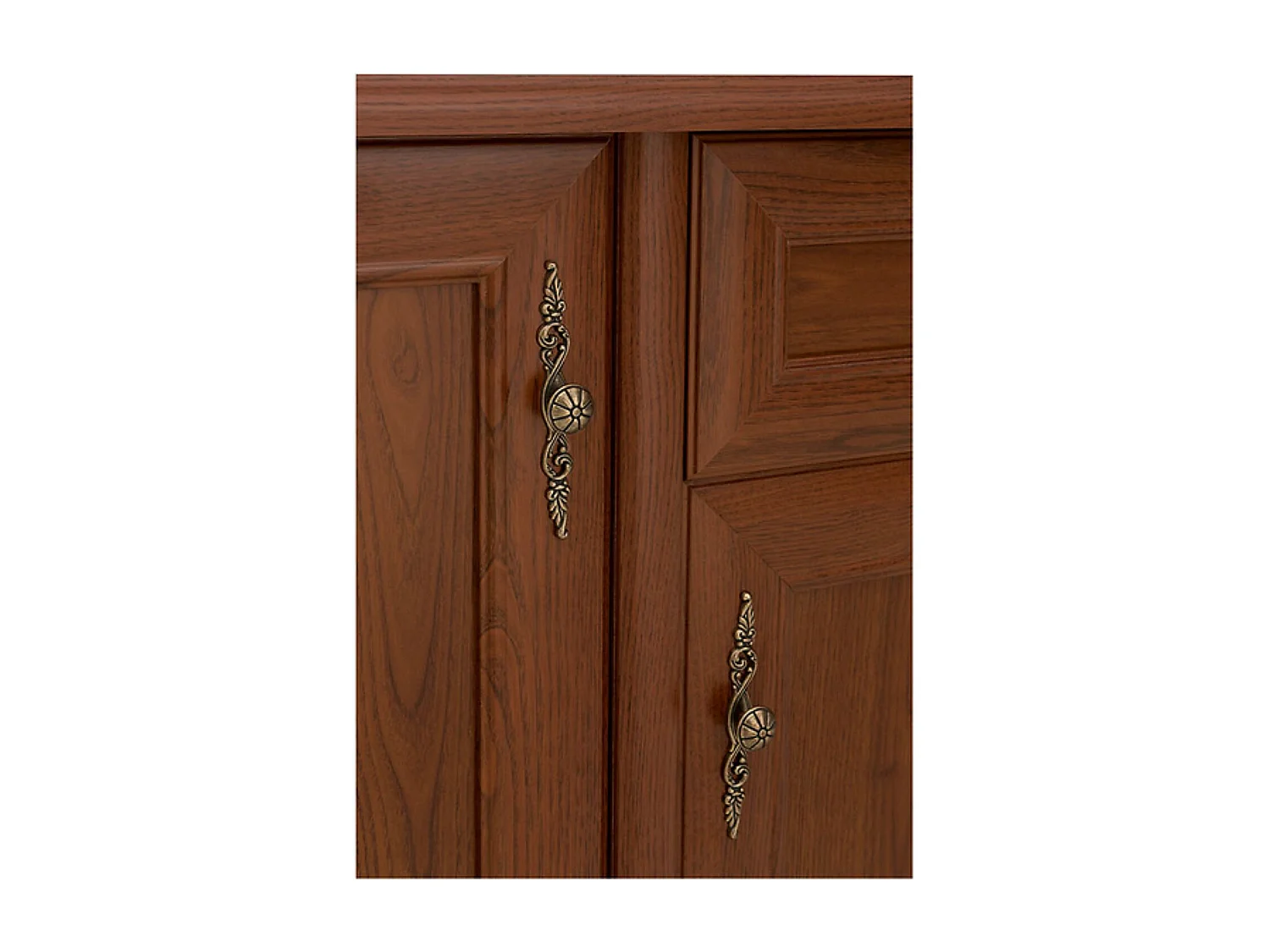 Commode buffet meuble de rangement à 3 portes et 1 tiroir, couleur châtaigne - Longueur 153,5 x Profondeur 45 x Hauteur 90,5 cm