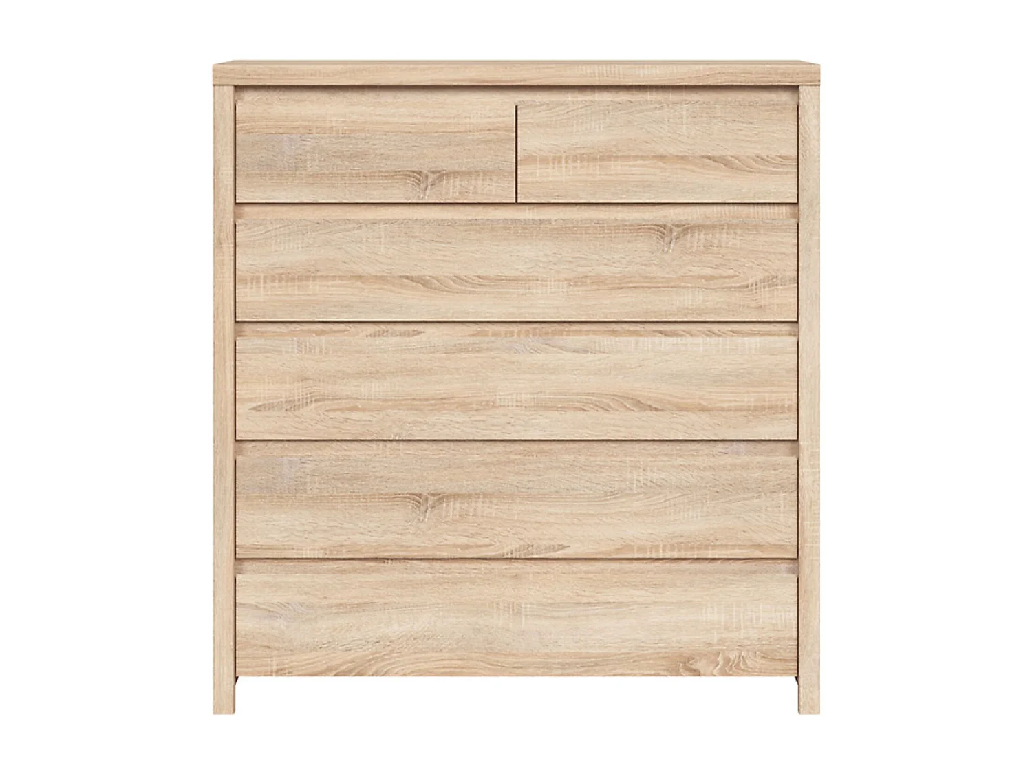 Commode chiffonier à 6 tiroirs, coloris chêne Sonoma - Longueur 104,5 x Profondeur 40,5 x Hauteur 112 cm