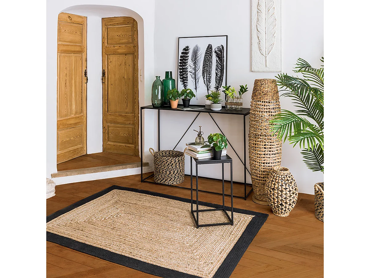 Table console en métal noir - Longueur 120 x Profondeur 40 x Hauteur 85 cm