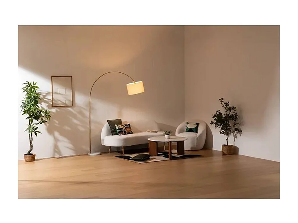 Lampadaire avec un pied en marbre et un abat-jour pivotable blanc - Longueur 138 x Profondeur 37 x Hauteur 195 cm