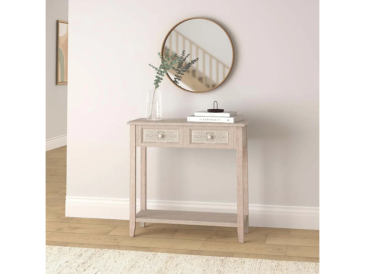 Table meuble d'entrée Console 2 tiroirs - Longueur 80 x largeur 30 x Hauteur 80 cm