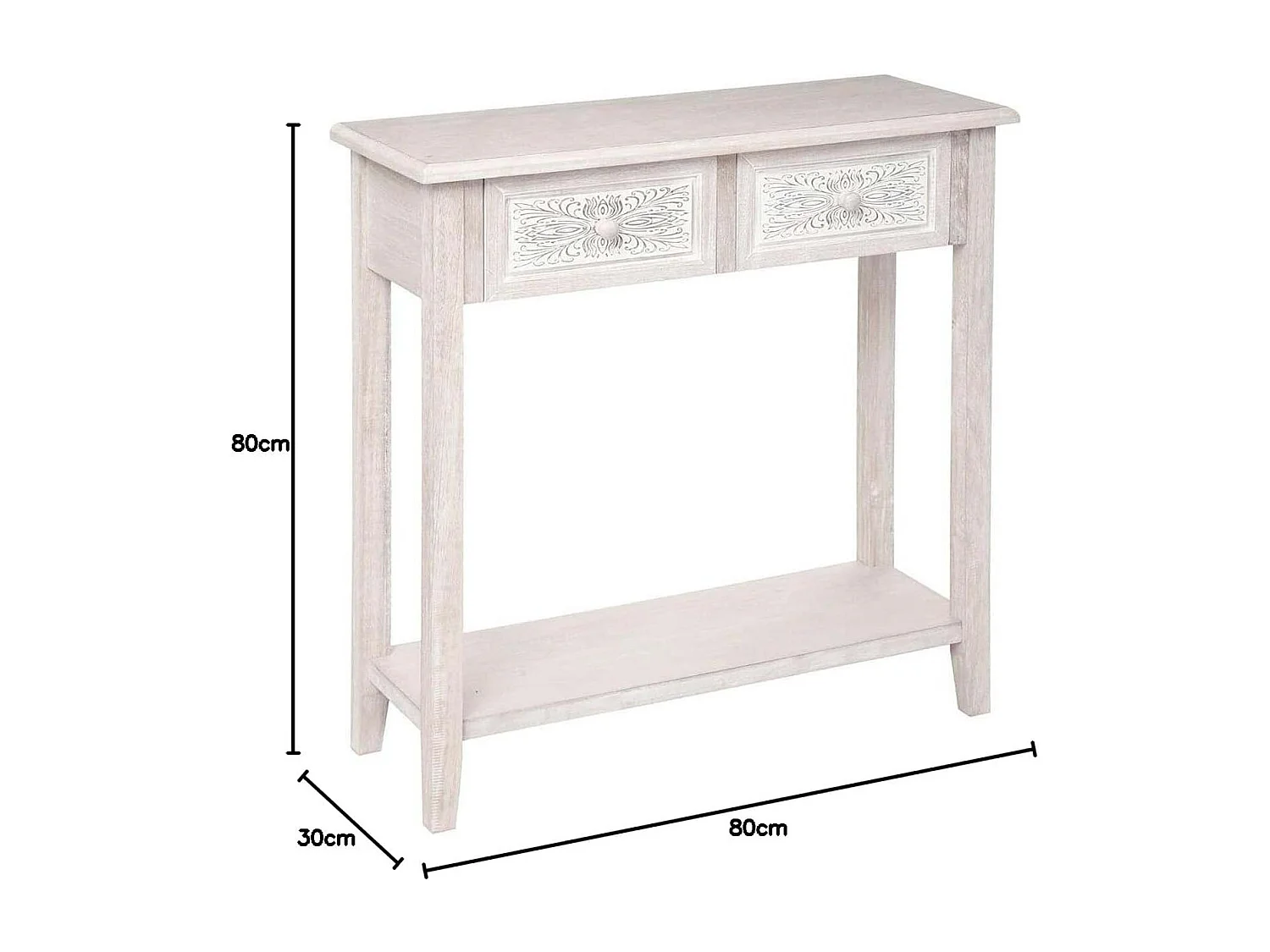 Table meuble d'entrée Console 2 tiroirs - Longueur 80 x largeur 30 x Hauteur 80 cm