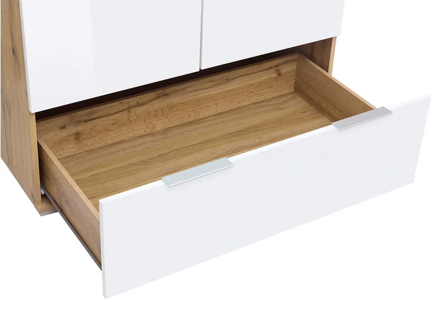 Armoire Placard de rangement à 2 portes avec tiroir,coloris Chêne wotan/Blanc brillant - Longueur 56,5 x Profondeur 31 x Hauteur 195 cm