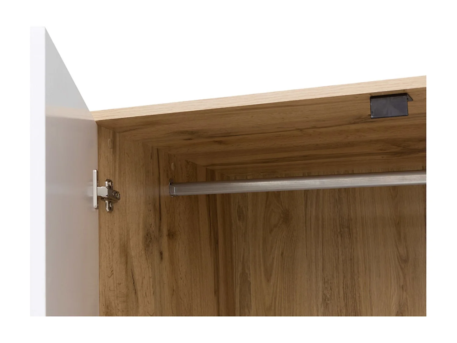 Armoire Placard de rangement à 2 portes avec tiroir,coloris Chêne wotan/Blanc brillant - Longueur 56,5 x Profondeur 31 x Hauteur 195 cm