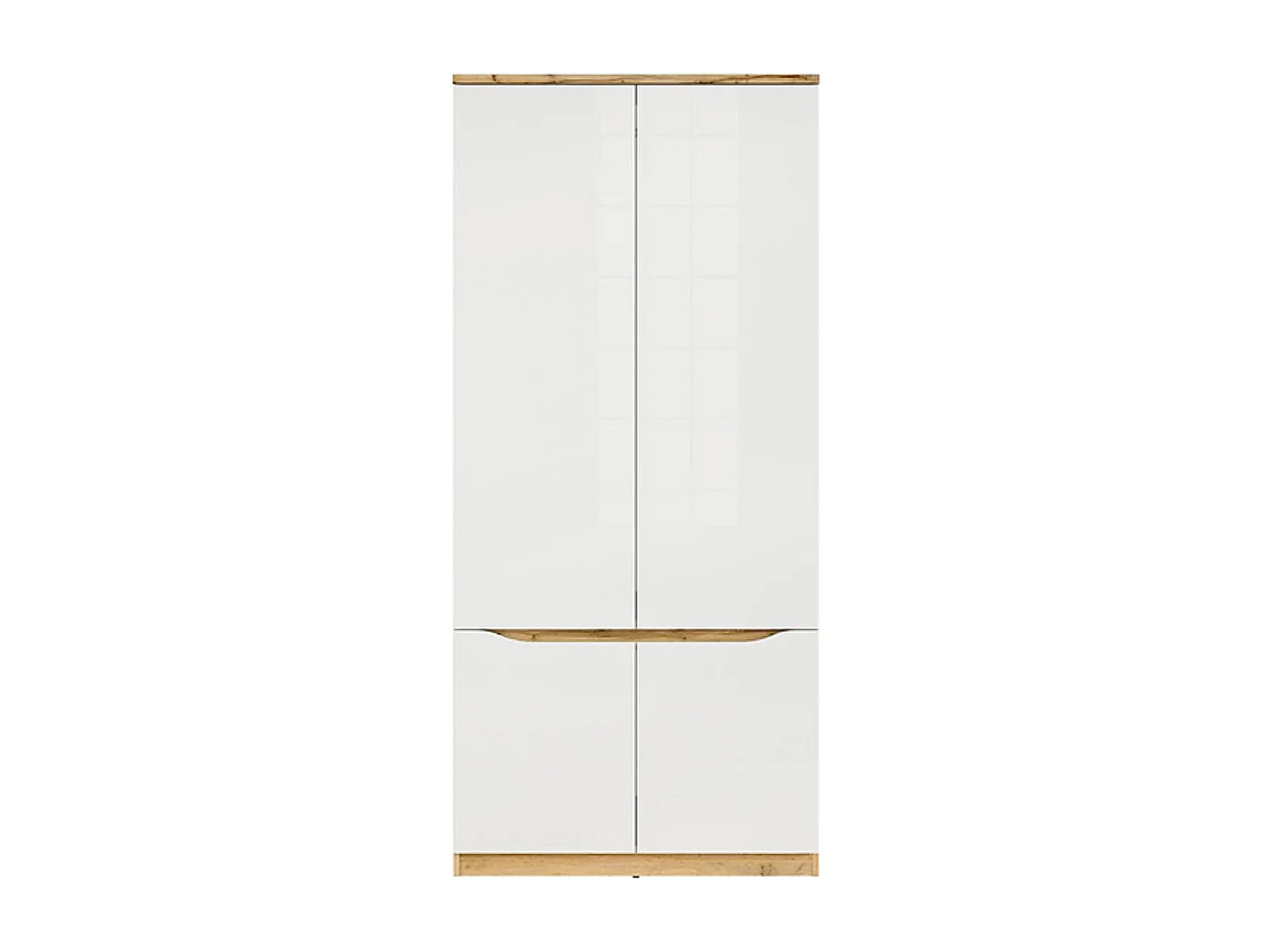 Armoire Placard meuble de rangement à 4 portes,coloris Chêne wotan/Blanc brillant - Longueur 90 x Profondeur 58 x Hauteur 197,5 cm