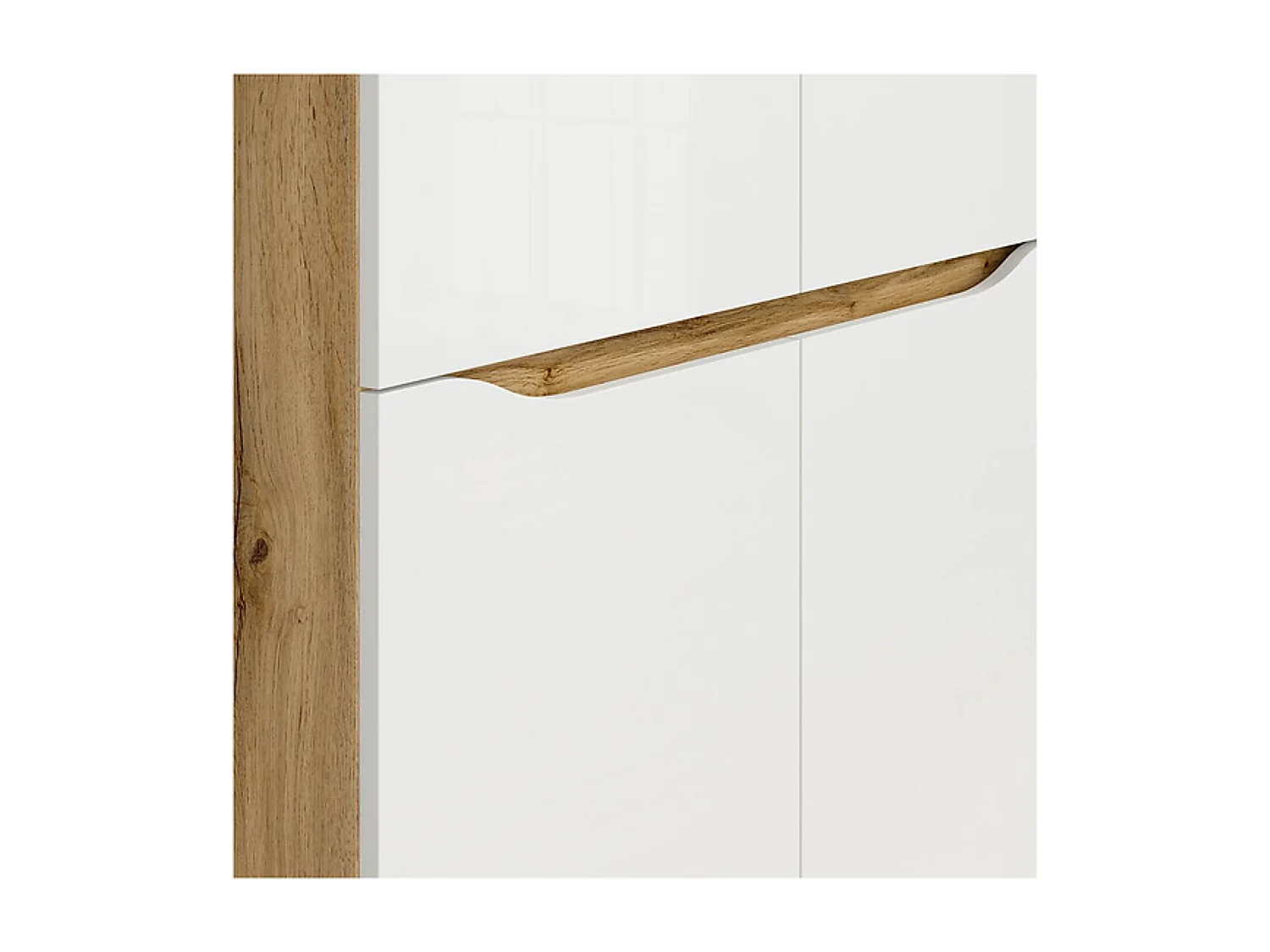 Armoire Placard meuble de rangement à 4 portes,coloris Chêne wotan/Blanc brillant - Longueur 90 x Profondeur 58 x Hauteur 197,5 cm