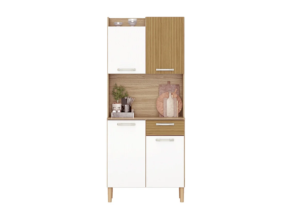 Armoire meuble de rangement multifonctionnelle Coloris Chêne/blanc - Longueur 74 x Hauteur 175 x Profondeur 37 cm