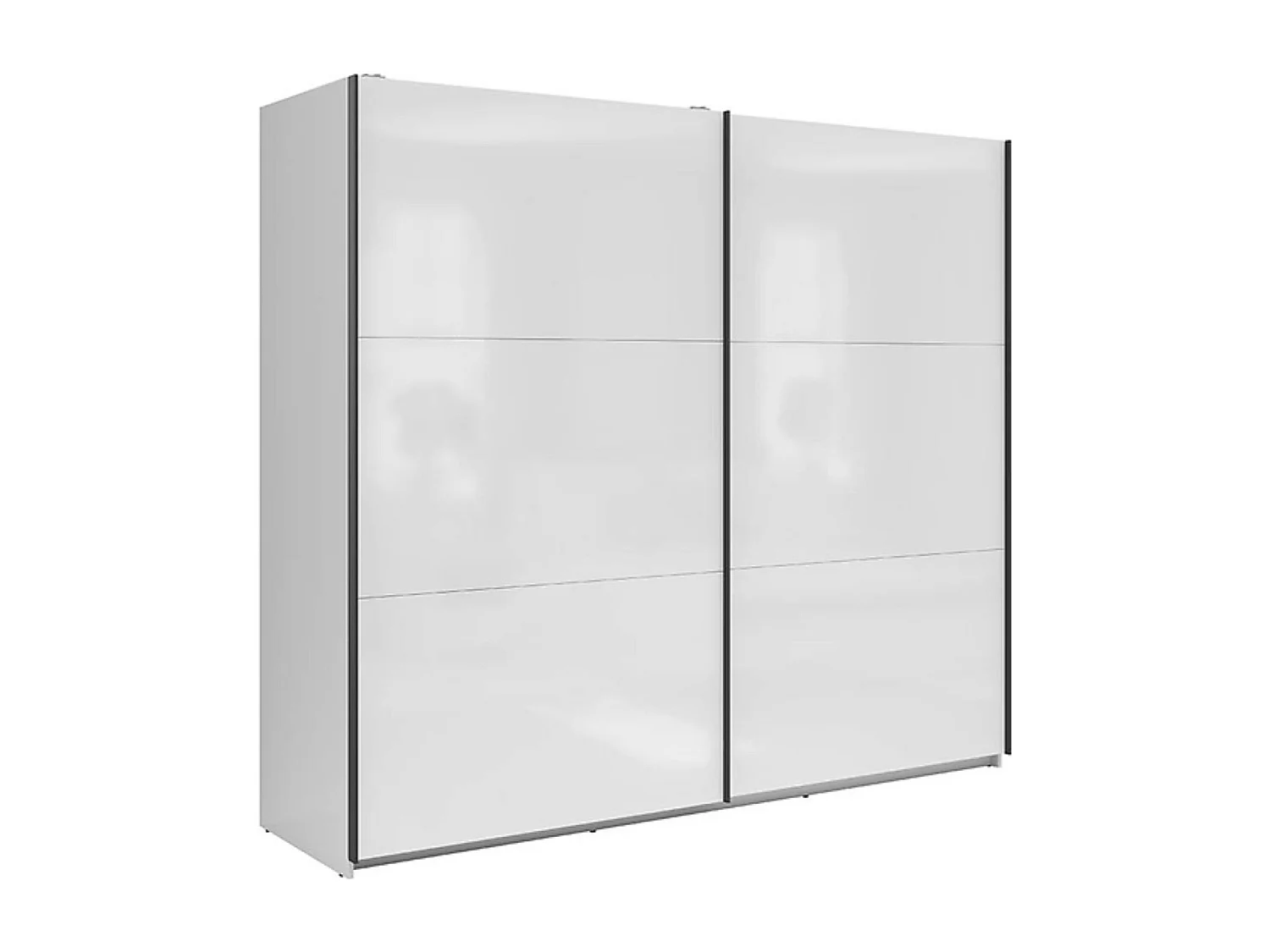 Armoire à 2 portes coulissante coloris Blanc brillant - Longueur 220 x Profondeur 60 x Hauteur 195,5 cm