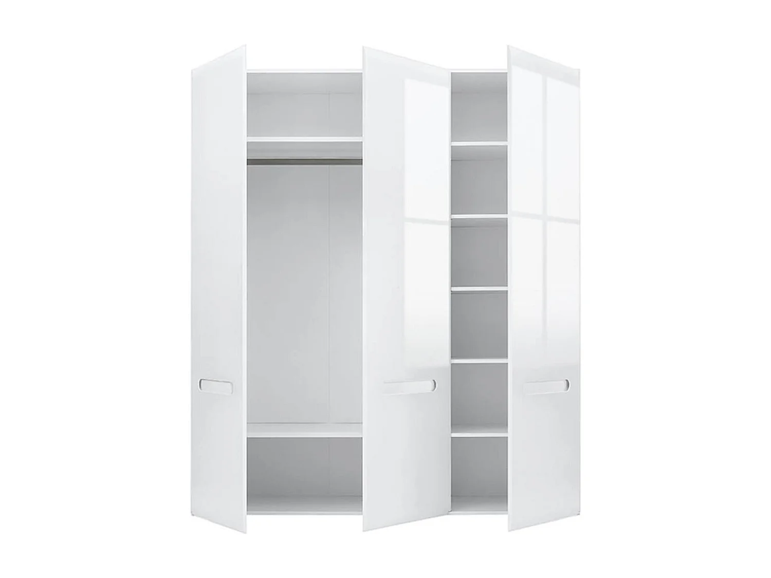 Armoire Placard à 4 portes ,coloris Blanc/Blanc haute brillance - Longueur 180 x Profondeur 57 x Hauteur 210 cm