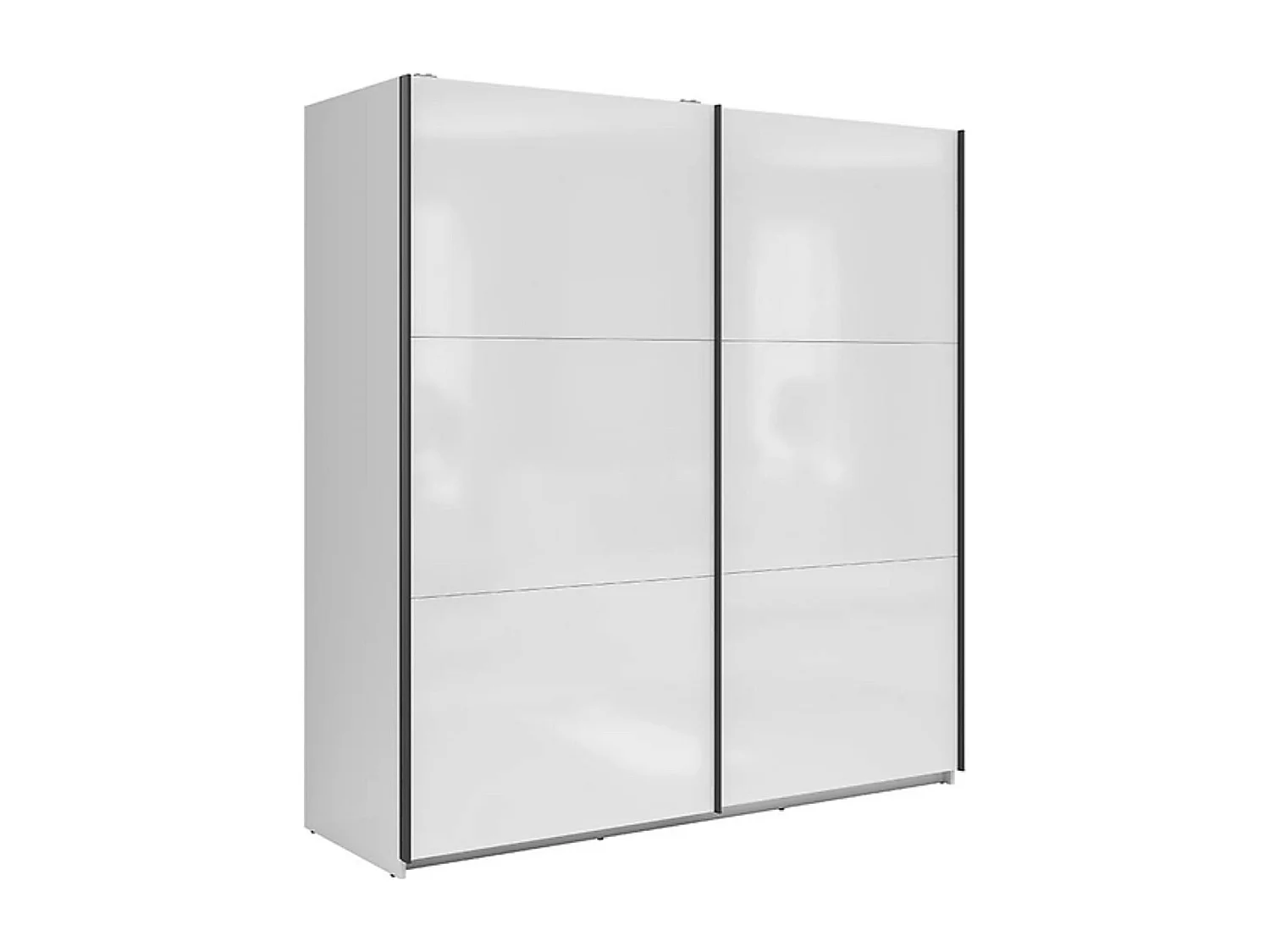 Armoire à 2 portes coulissante coloris Blanc brillant - Longueur 183 x Profondeur 60 x Hauteur 195,5 cm