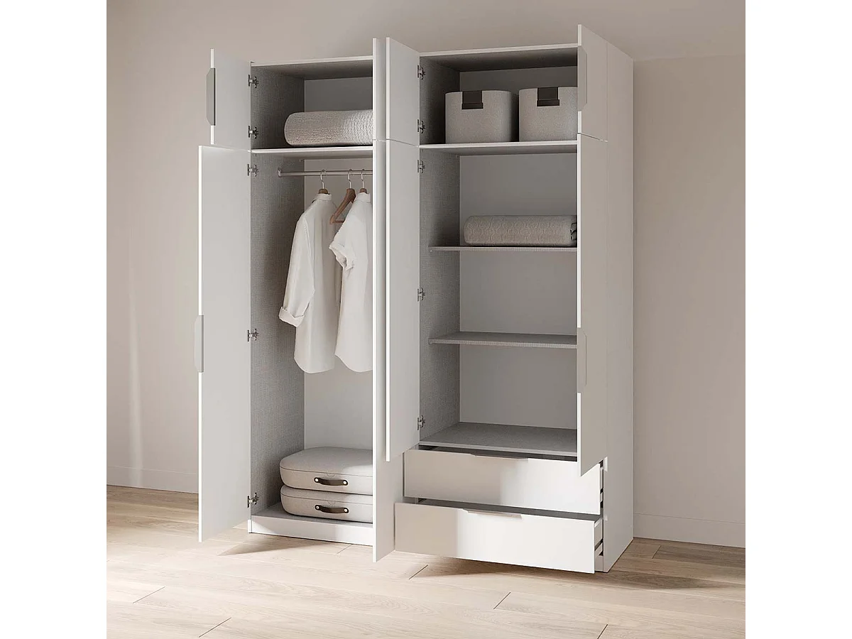 Armoire 8 portes 2 tiroirs couleur blanc mat - Largeur 157,3 x Profondeur 51,1 x Hauteur 203 cm