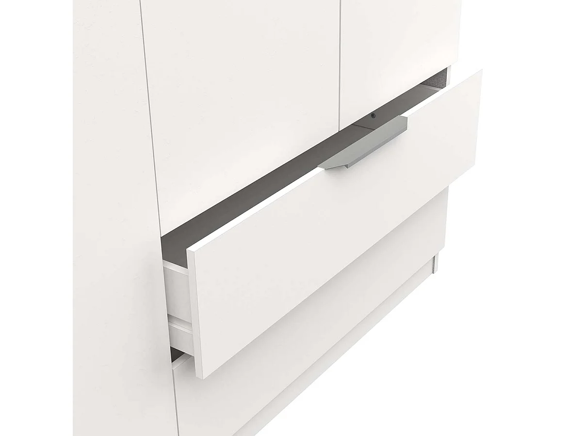 Armoire 8 portes 2 tiroirs couleur blanc mat - Largeur 157,3 x Profondeur 51,1 x Hauteur 203 cm