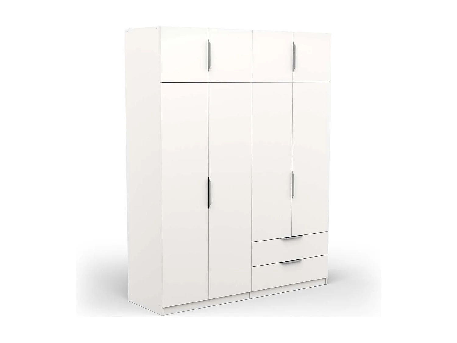 Armoire 8 portes 2 tiroirs couleur blanc mat - Largeur 157,3 x Profondeur 51,1 x Hauteur 203 cm