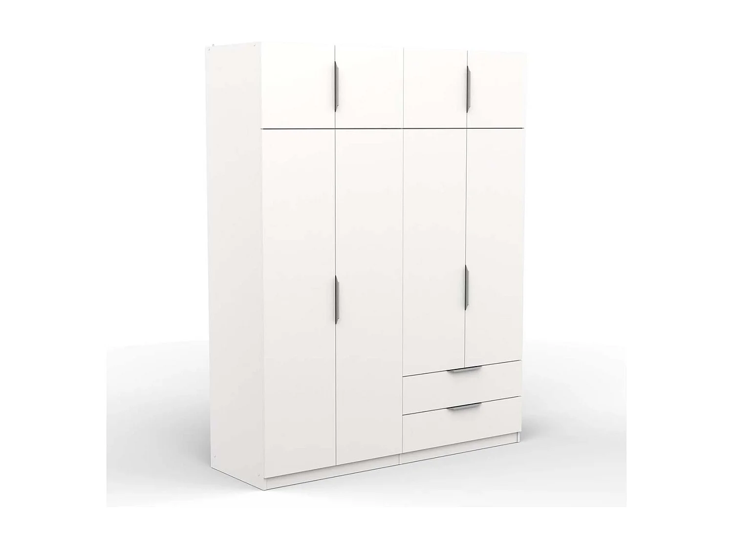 Armoire 8 portes 2 tiroirs couleur blanc mat - Largeur 157,3 x Profondeur 51,1 x Hauteur 203 cm