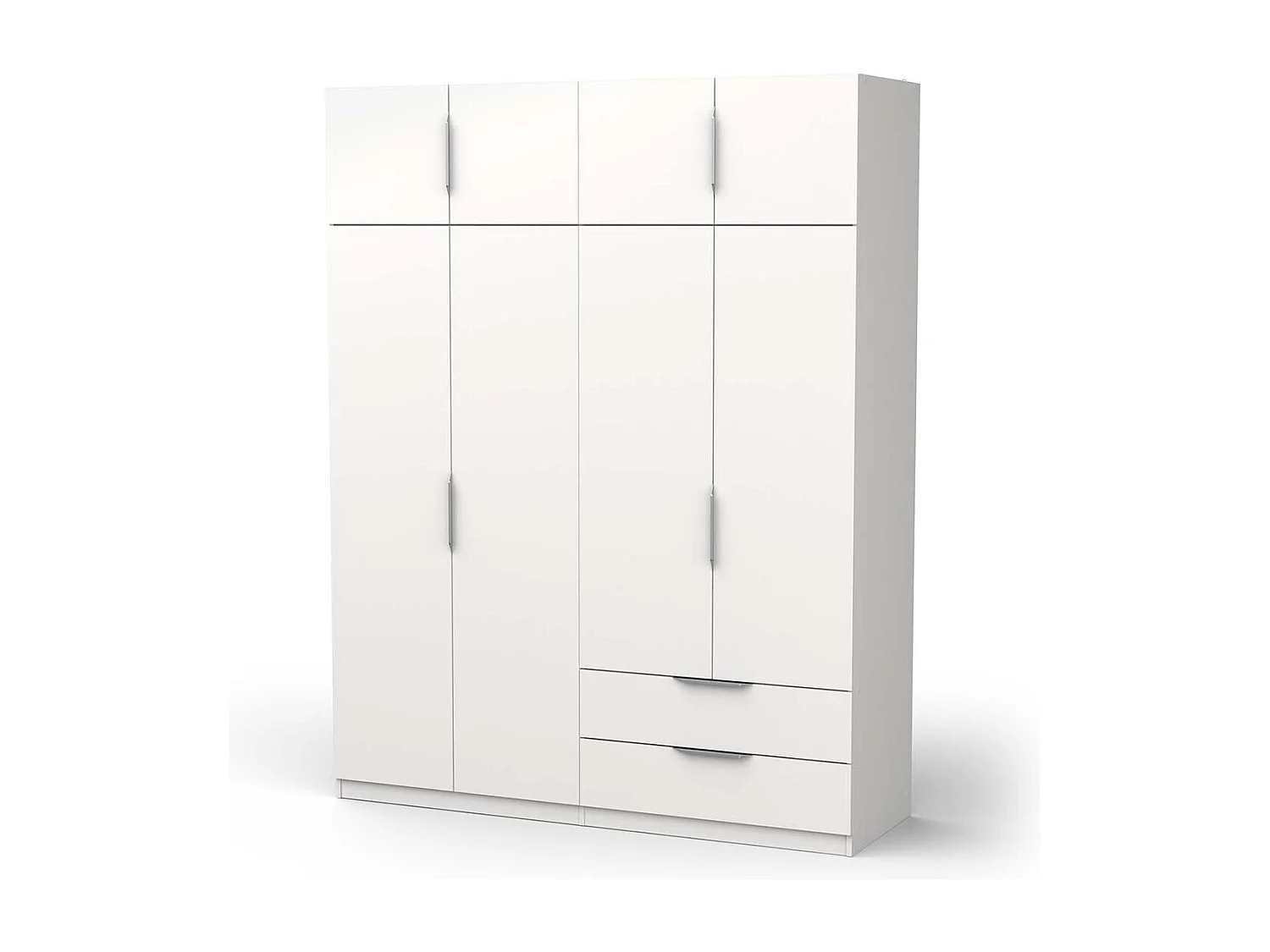 Armoire 8 portes 2 tiroirs couleur blanc mat - Largeur 157,3 x Profondeur 51,1 x Hauteur 203 cm