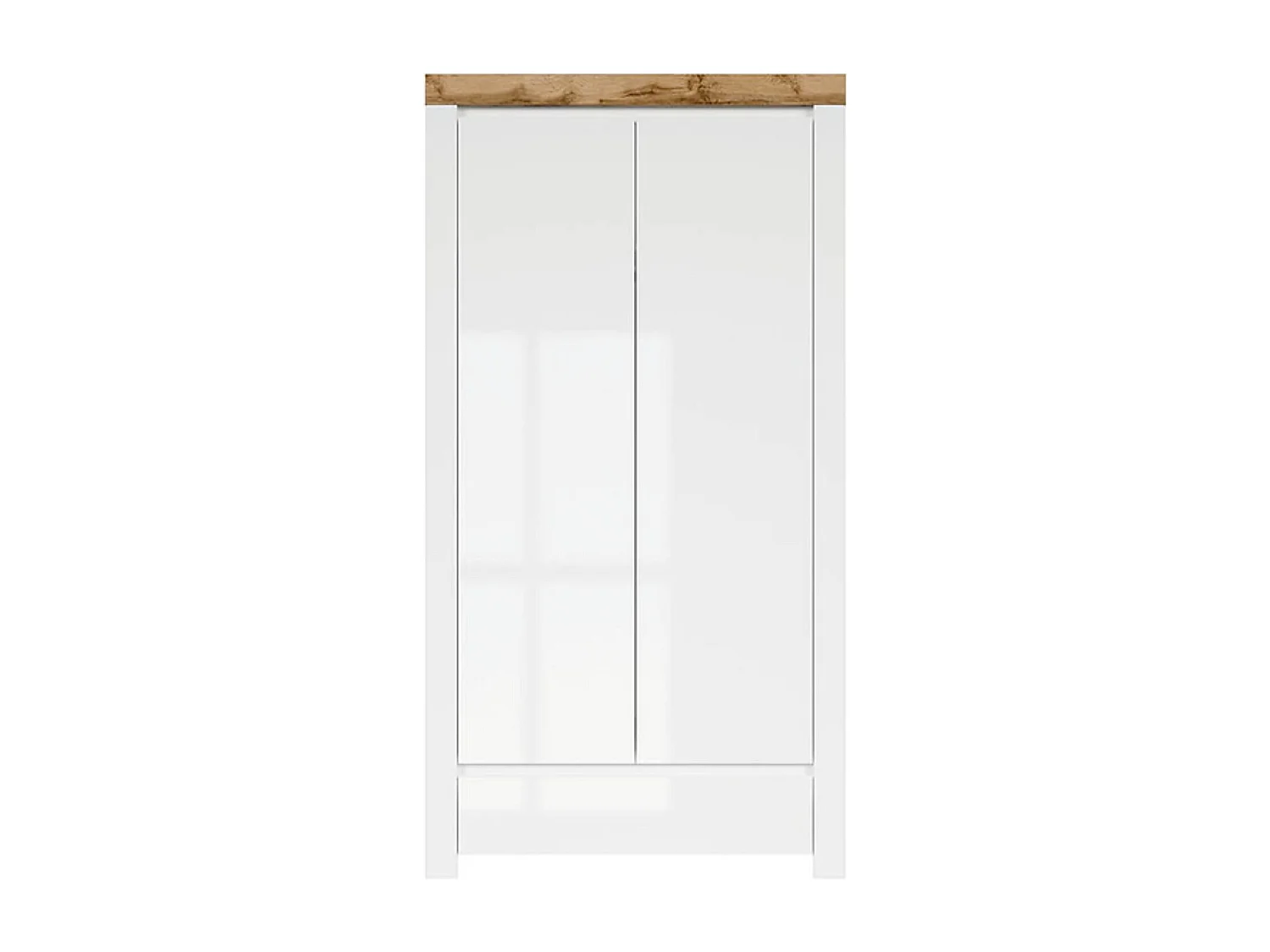 Armoire placard de rangement à 2 portes avec tiroir,coloris Blanc/Chêne wotan - Longueur 106 x Profondeur 56,5 x Hauteur 203,5 cm