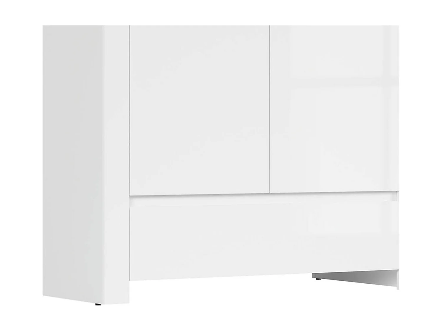Armoire placard de rangement à 2 portes avec tiroir,coloris Blanc/Chêne wotan - Longueur 106 x Profondeur 56,5 x Hauteur 203,5 cm