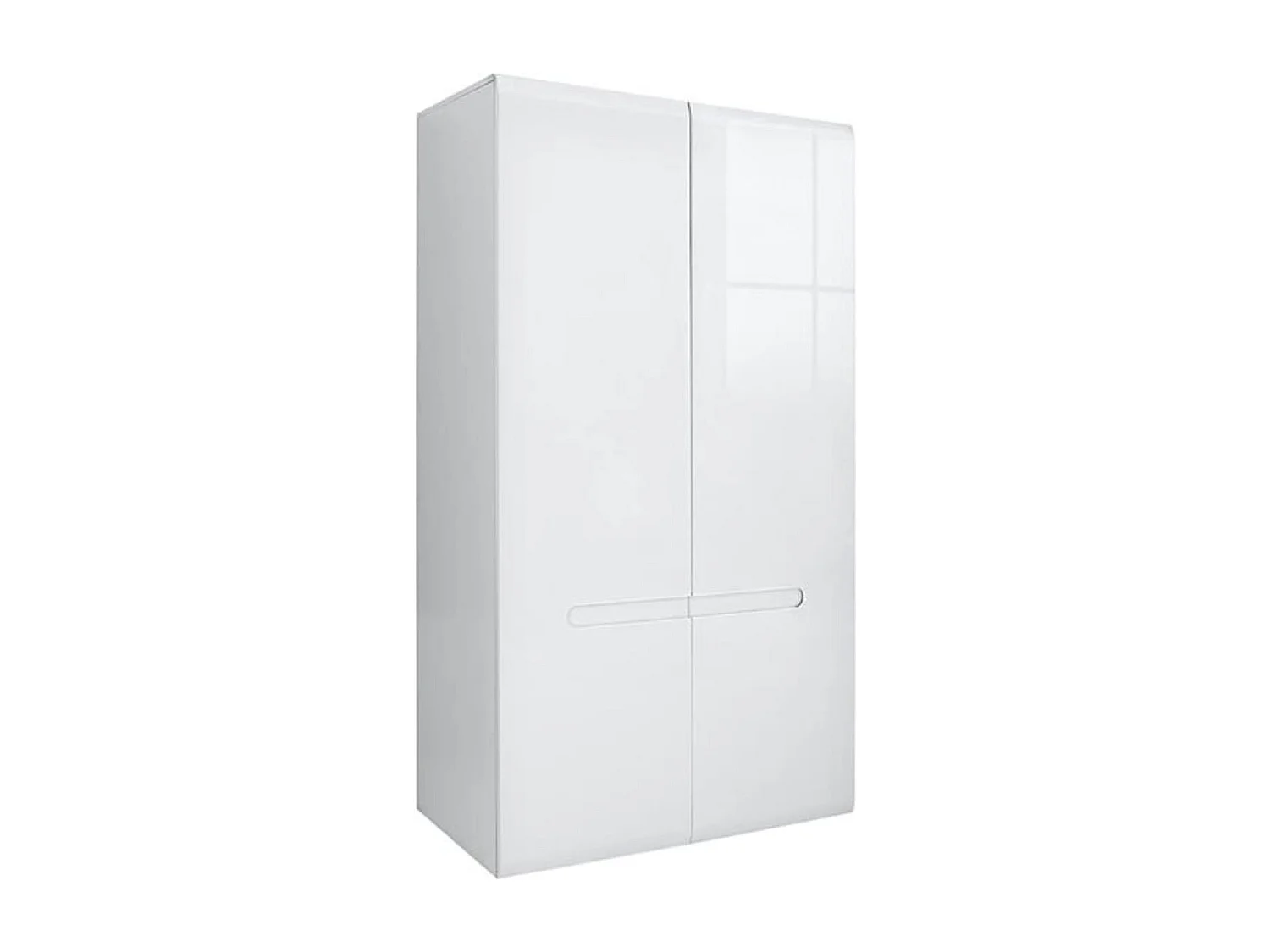 Armoire Placard de rangement à 2 portes ,coloris Blanc/Blanc haute brillance - Longueur 105 x Profondeur 57 x Hauteur 193 cm