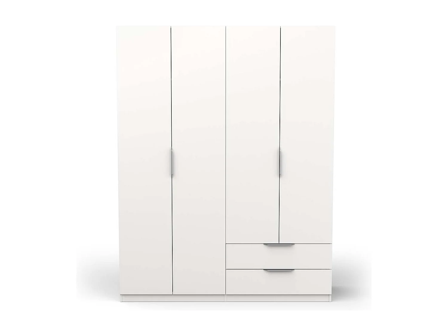 Armoire 4 portes 2 tiroirs couleur blanc mat - Largeur 157,3 x Profondeur 51,1 x Hauteur 203 cm