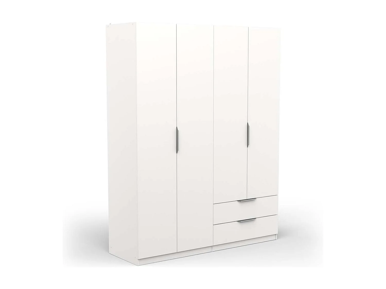 Armoire 4 portes 2 tiroirs couleur blanc mat - Largeur 157,3 x Profondeur 51,1 x Hauteur 203 cm