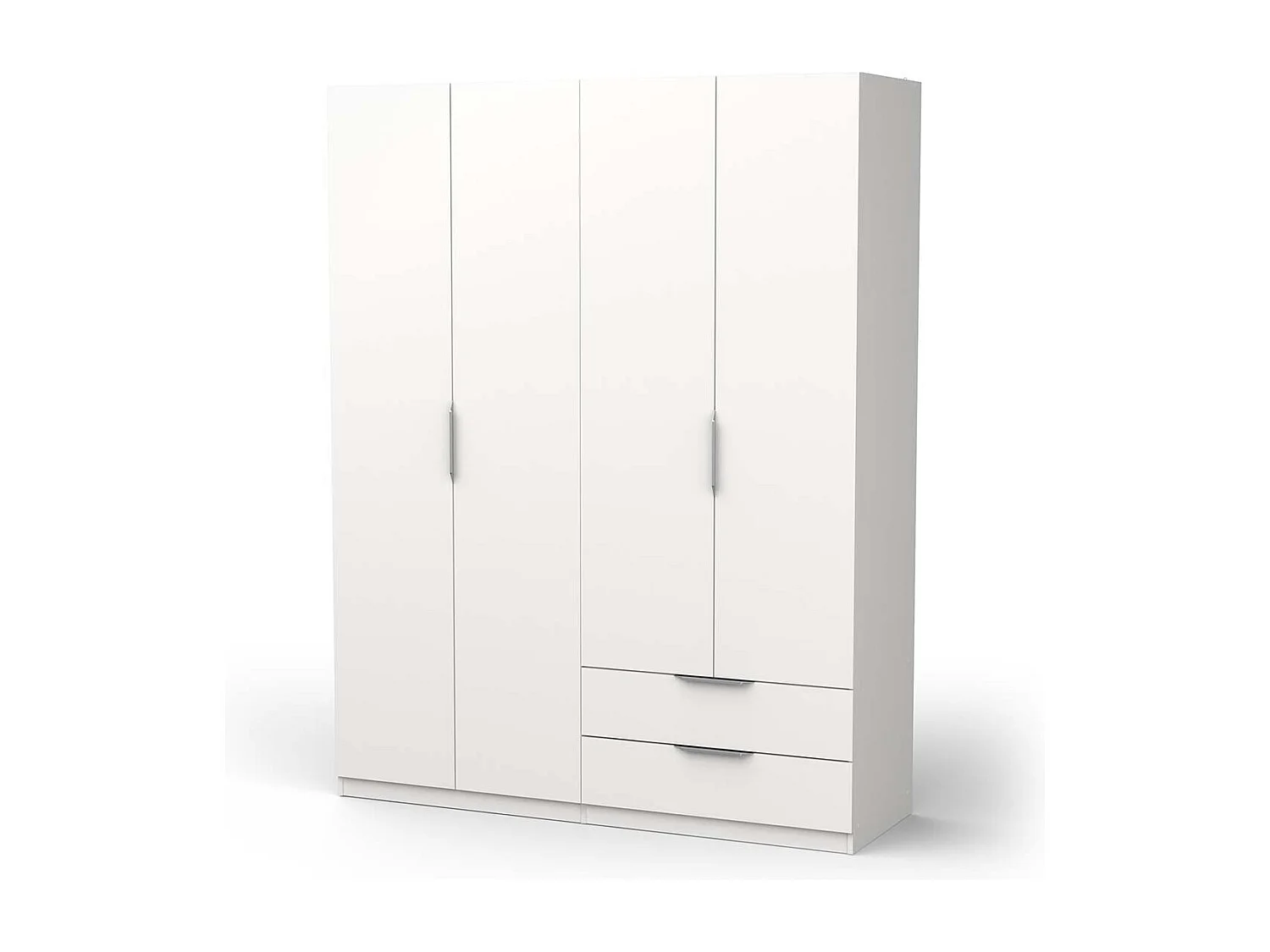 Armoire 4 portes 2 tiroirs couleur blanc mat - Largeur 157,3 x Profondeur 51,1 x Hauteur 203 cm