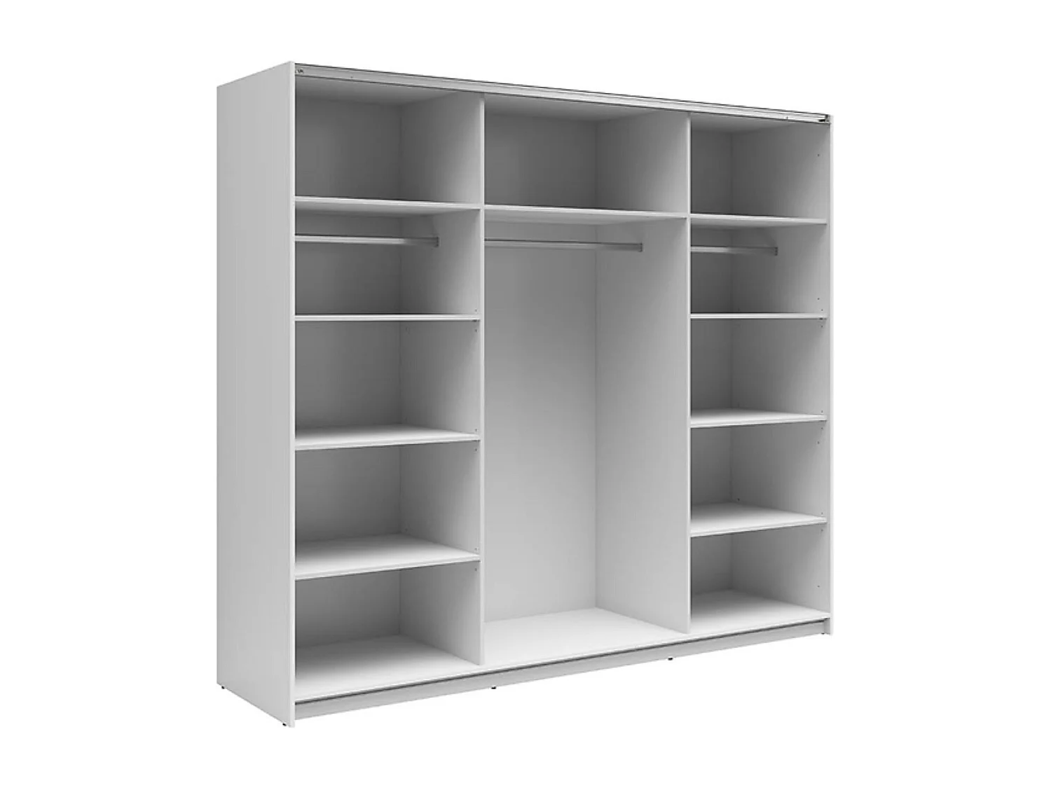 Armoire à 2 portes coulissante coloris Blanc brillant/Chêne wotan - Longueur 220 x Profondeur 60 x Hauteur 195,5 cm