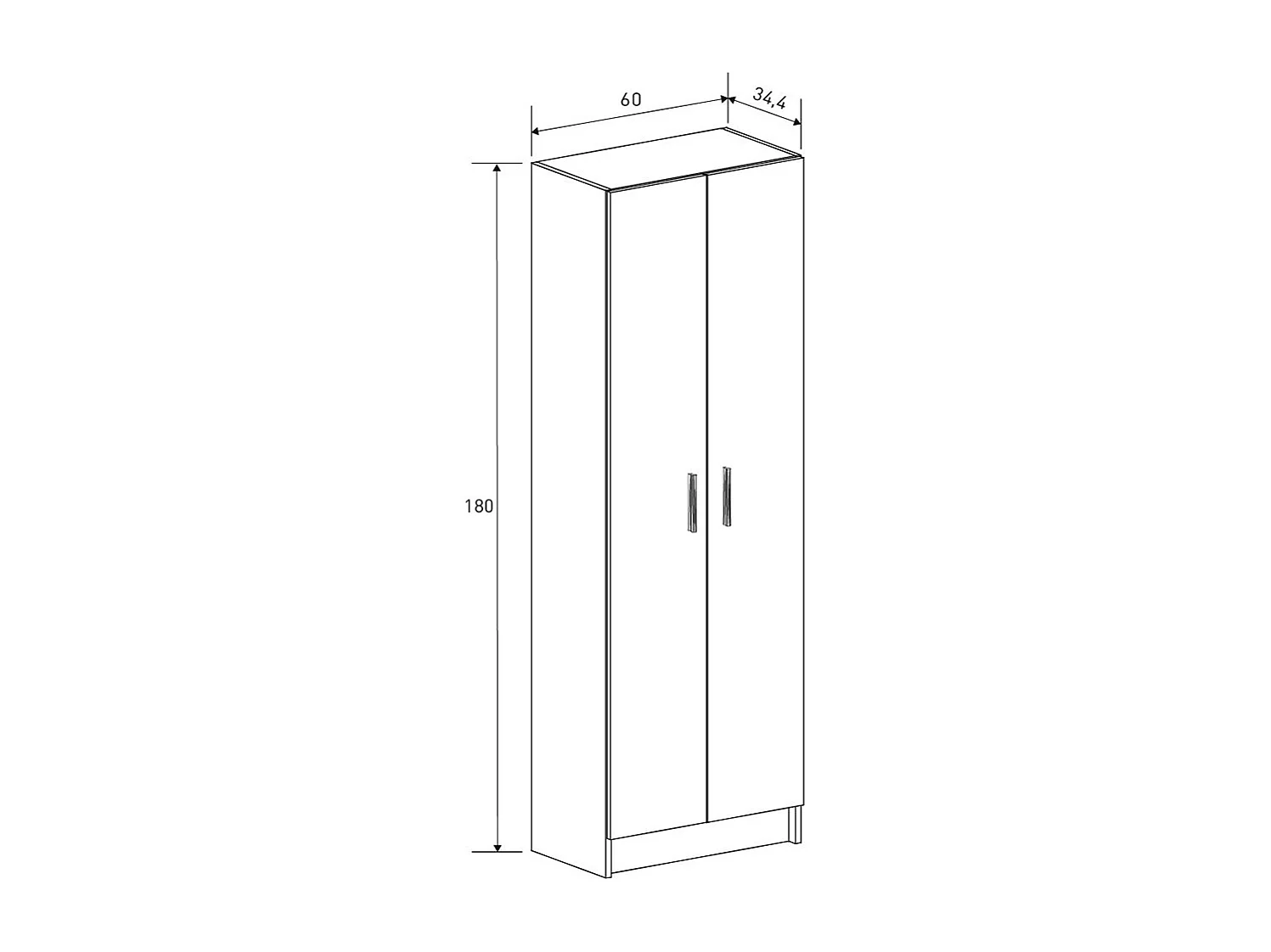 Armoire Placard meuble multifonctionnel à 2 portes et 4 étagères coloris Beige/chêne Mauvella - Longueur 60 x Hauteur 180 x Profondeur 34,4 cm