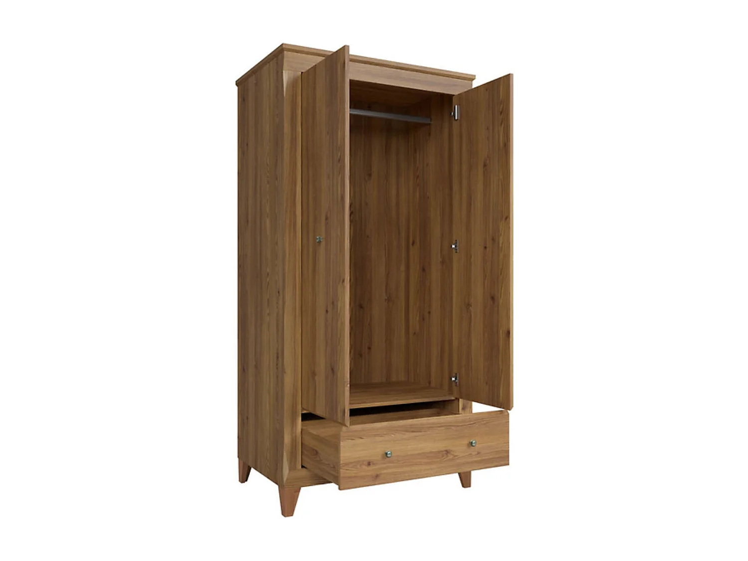 Armoire Placard de rangement à deux portes avec tiroir soft-close coloris Mélèze doré - Longueur 102 x Profondeur 63 x Hauteur 202 cm