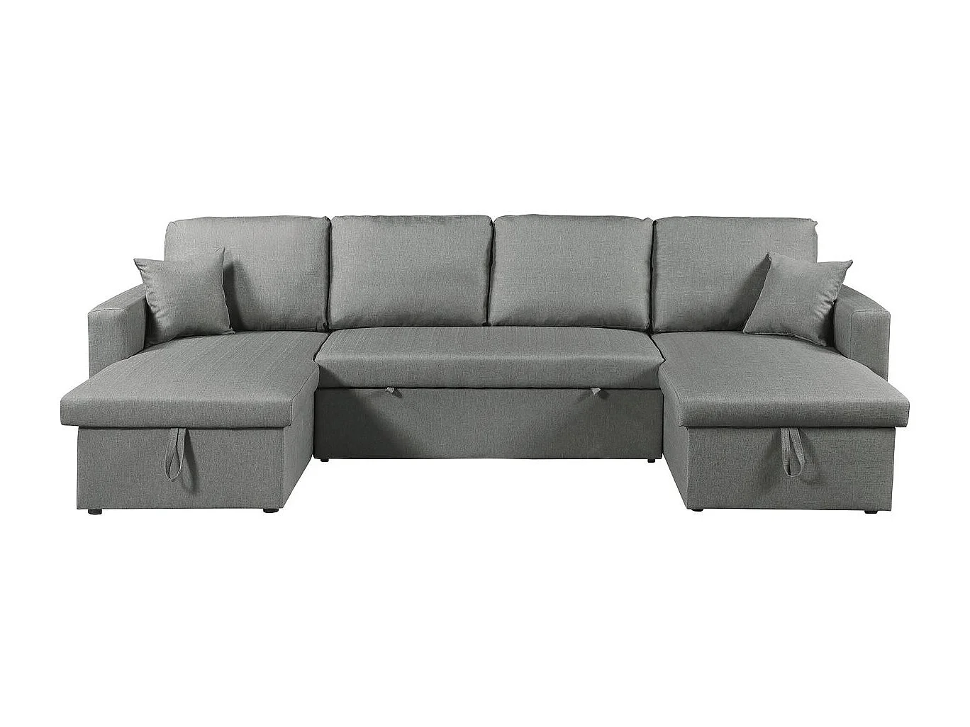 Canapé panoramique convertible en tissu "Alain" - 4 places - Gris