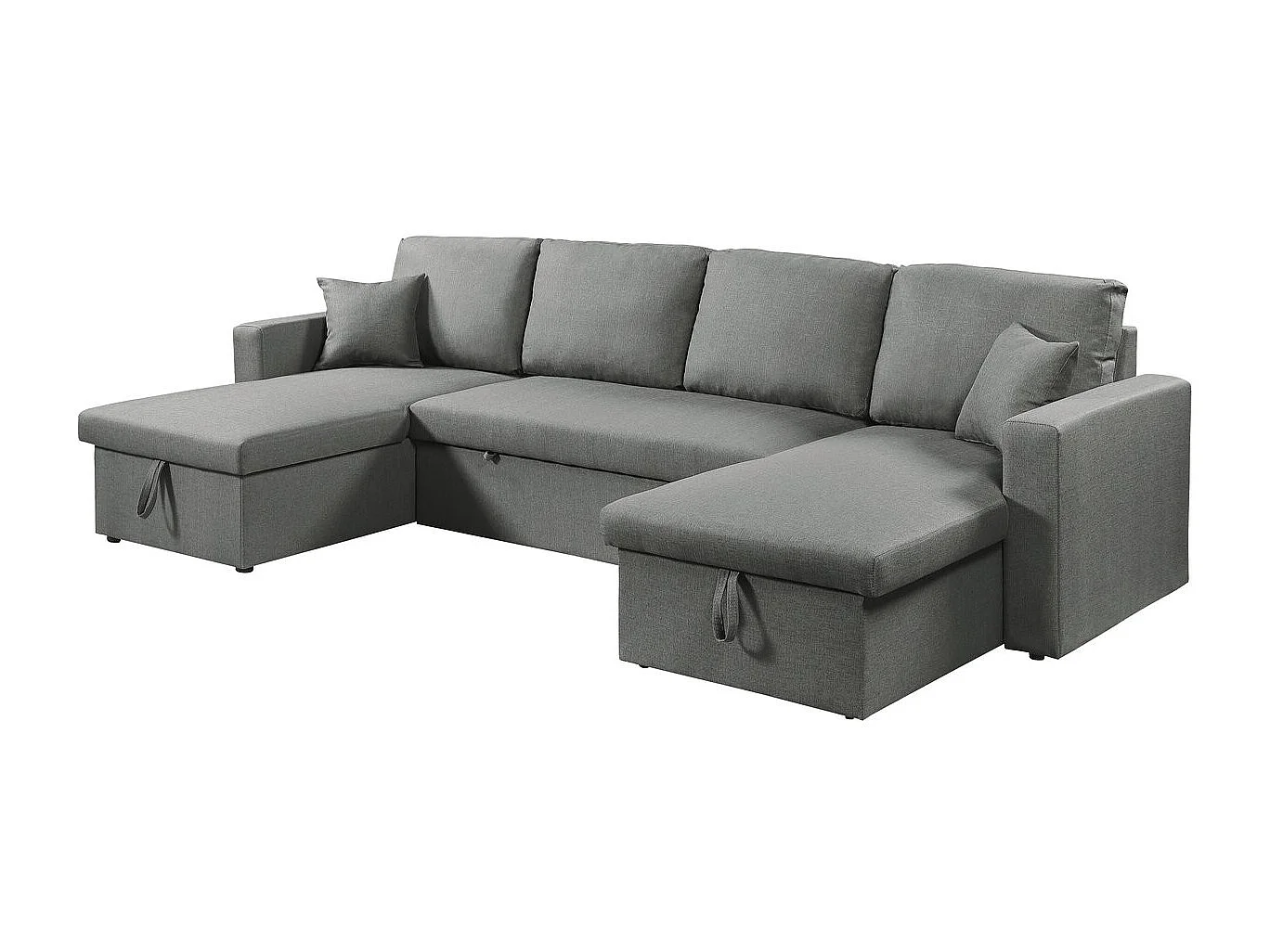 Canapé panoramique convertible en tissu "Alain" - 4 places - Gris