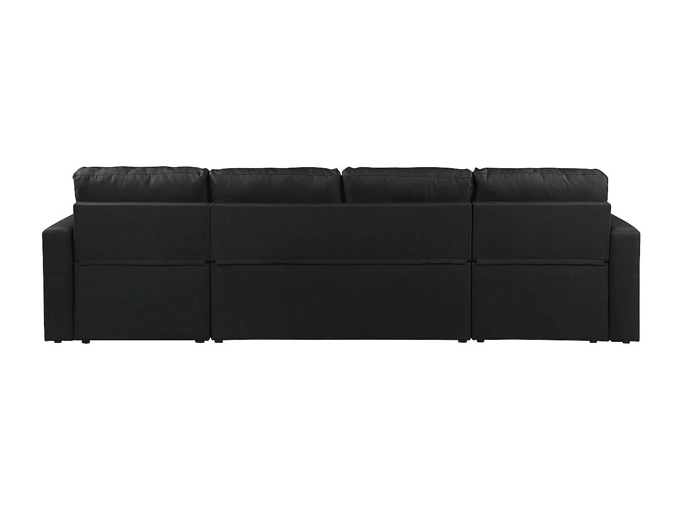 Canapé panoramique convertible en tissu "Alain" - 4 places - Noir
