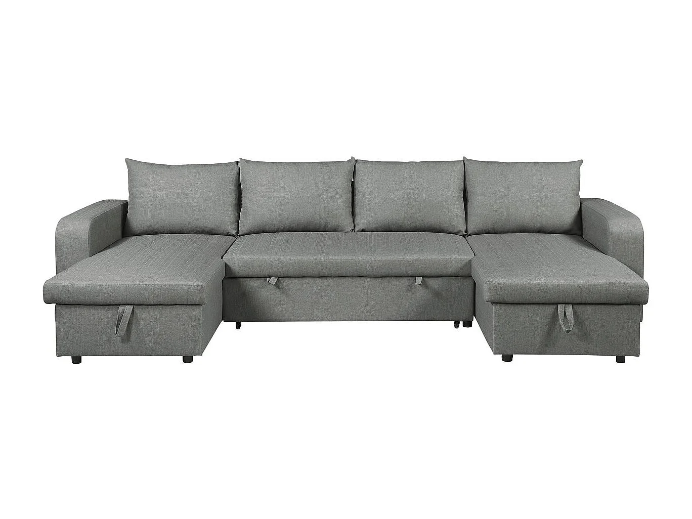 Canapé panoramique convertible en tissu "Victor" - 4 places - Gris