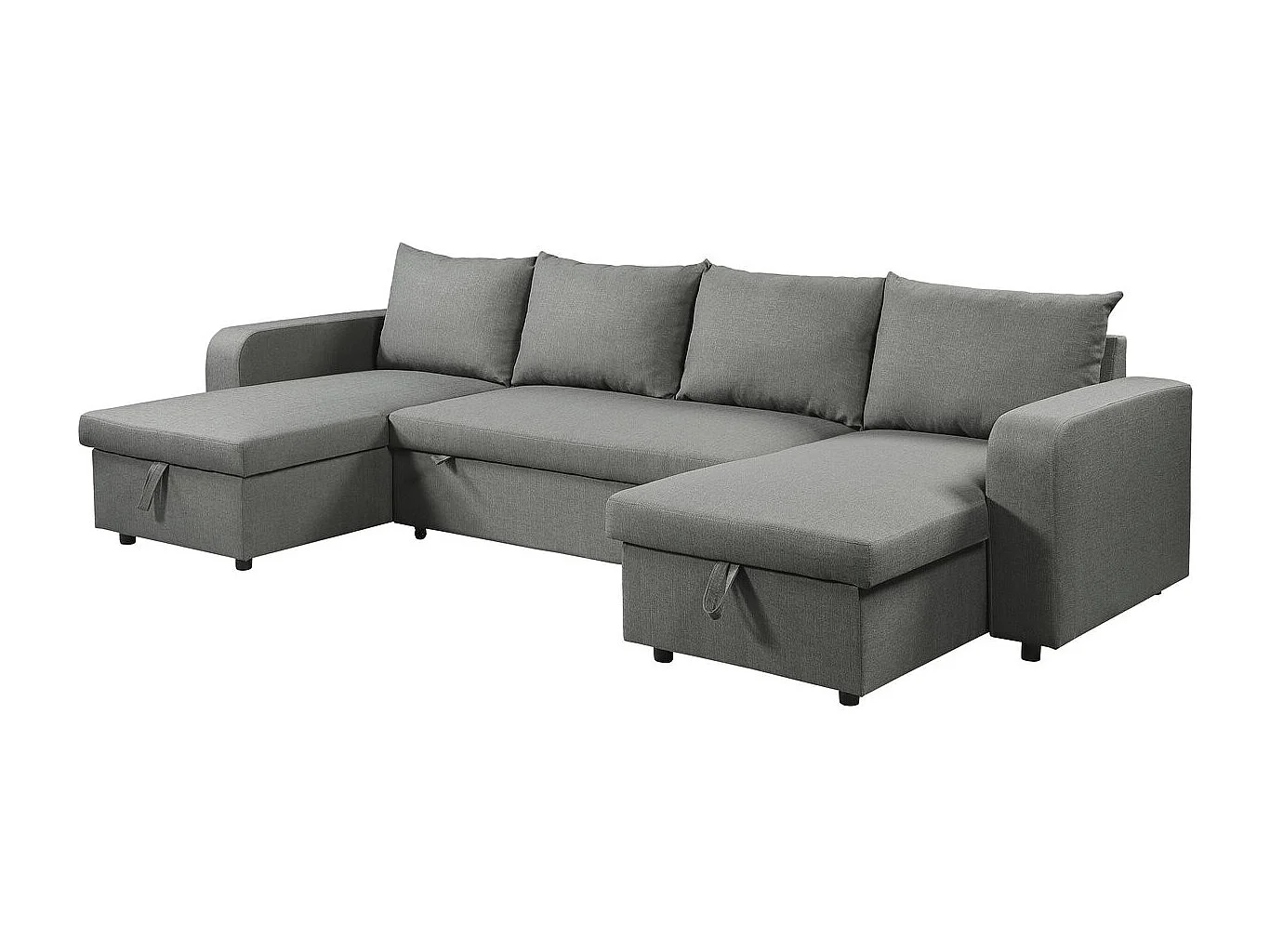 Canapé panoramique convertible en tissu "Victor" - 4 places - Gris