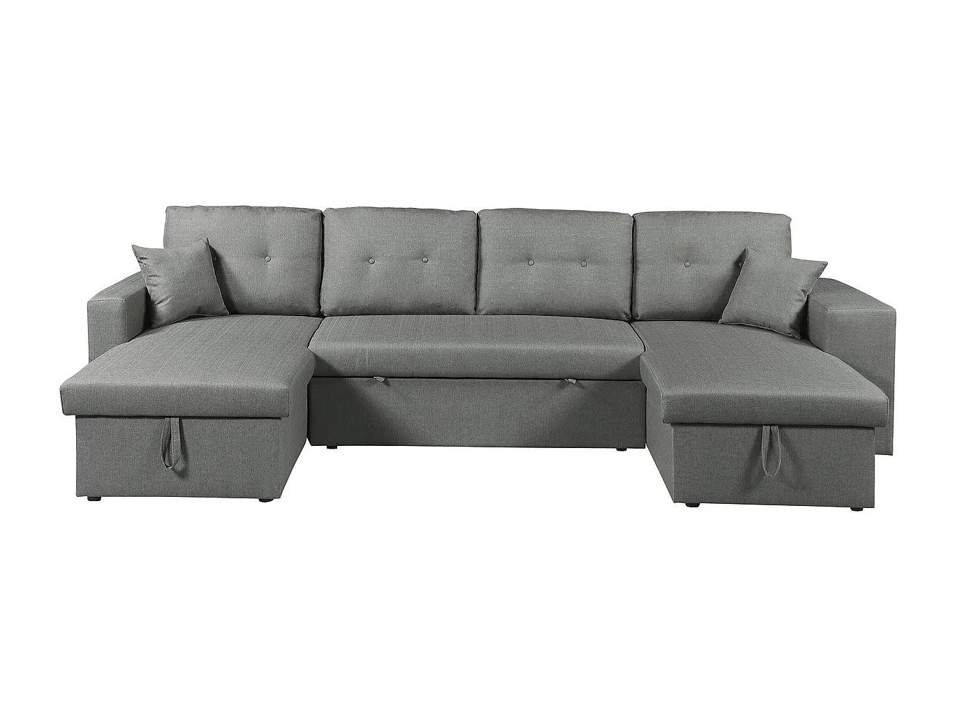 Canapé panoramique convertible en tissu "Axel" - 4 places - Gris