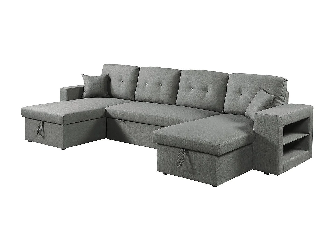 Canapé panoramique convertible en tissu "Axel" - 4 places - Gris