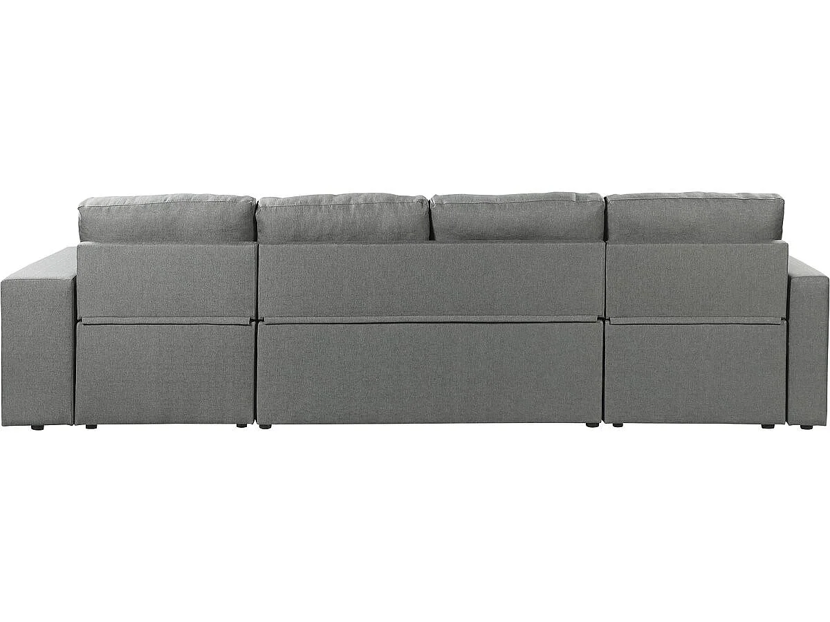 Canapé d'angle panoramique convertible 4 places en velours gris AXEL