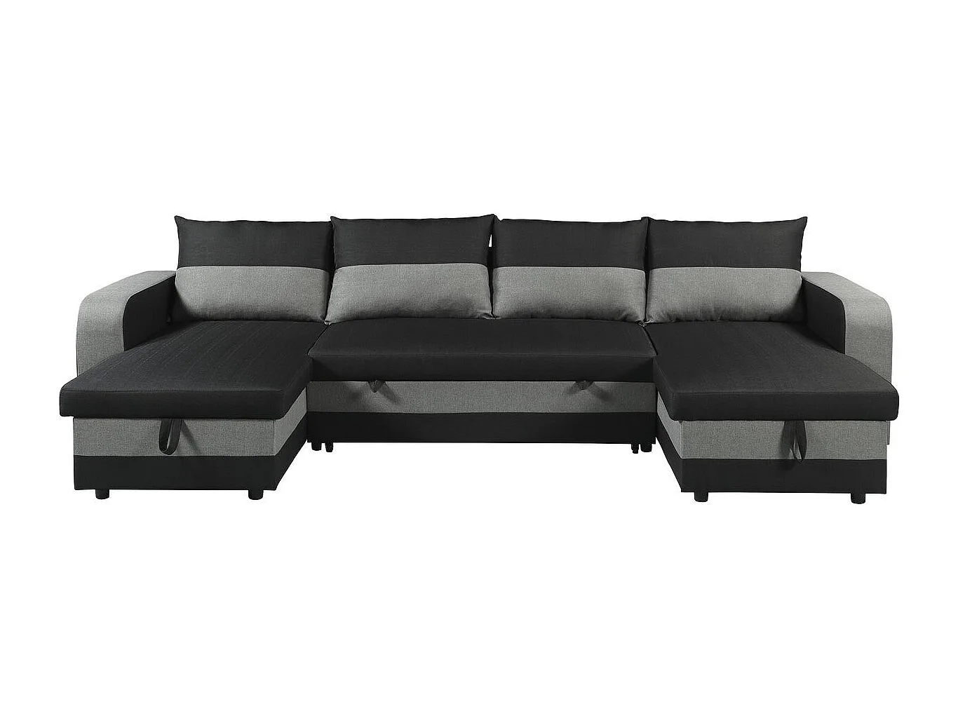 Canapé panoramique convertible en tissu "Victor" - 4 places - Noir