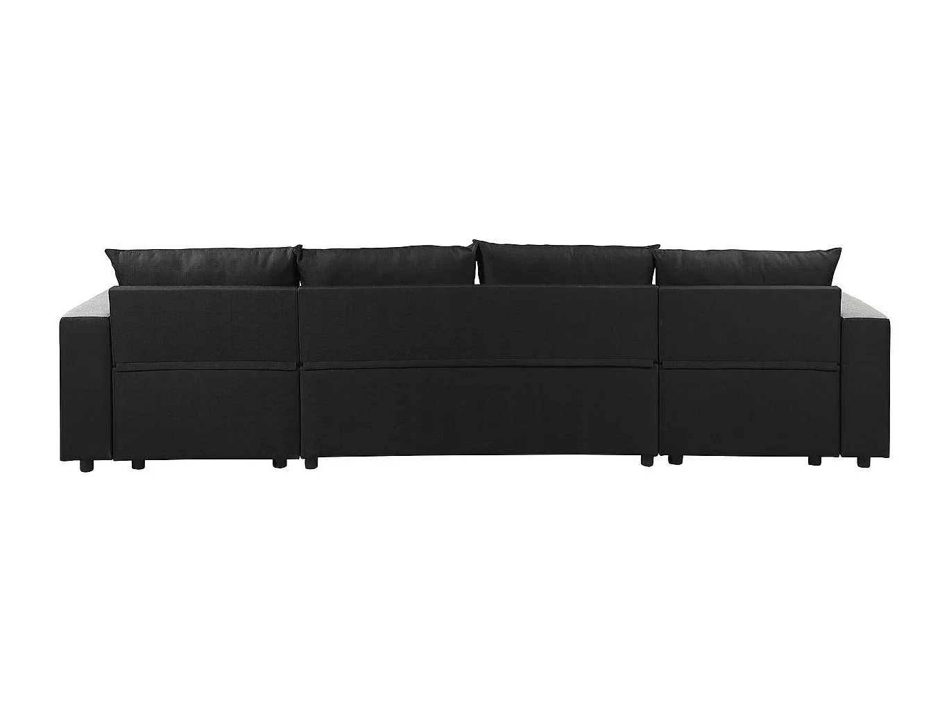 Canapé panoramique convertible en tissu "Victor" - 4 places - Noir