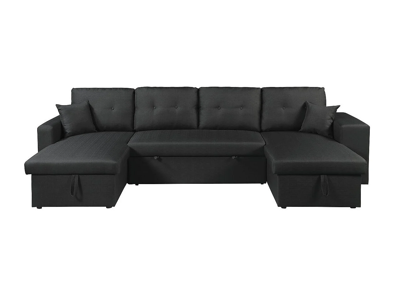 Canapé panoramique convertible en tissu "Axel" - 4 places - Noir