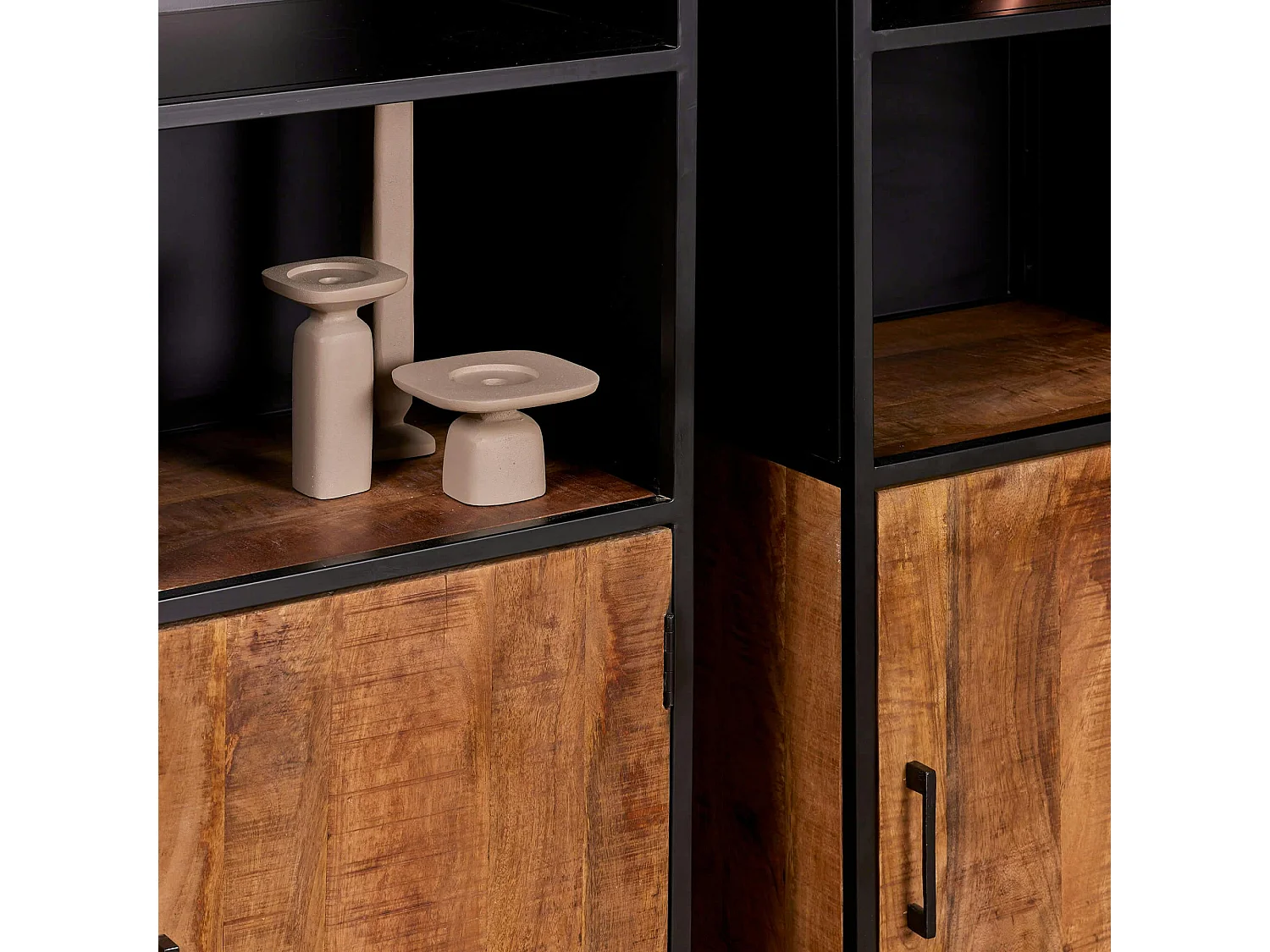 Colonne de salon bois et métal 1 porte ALMA