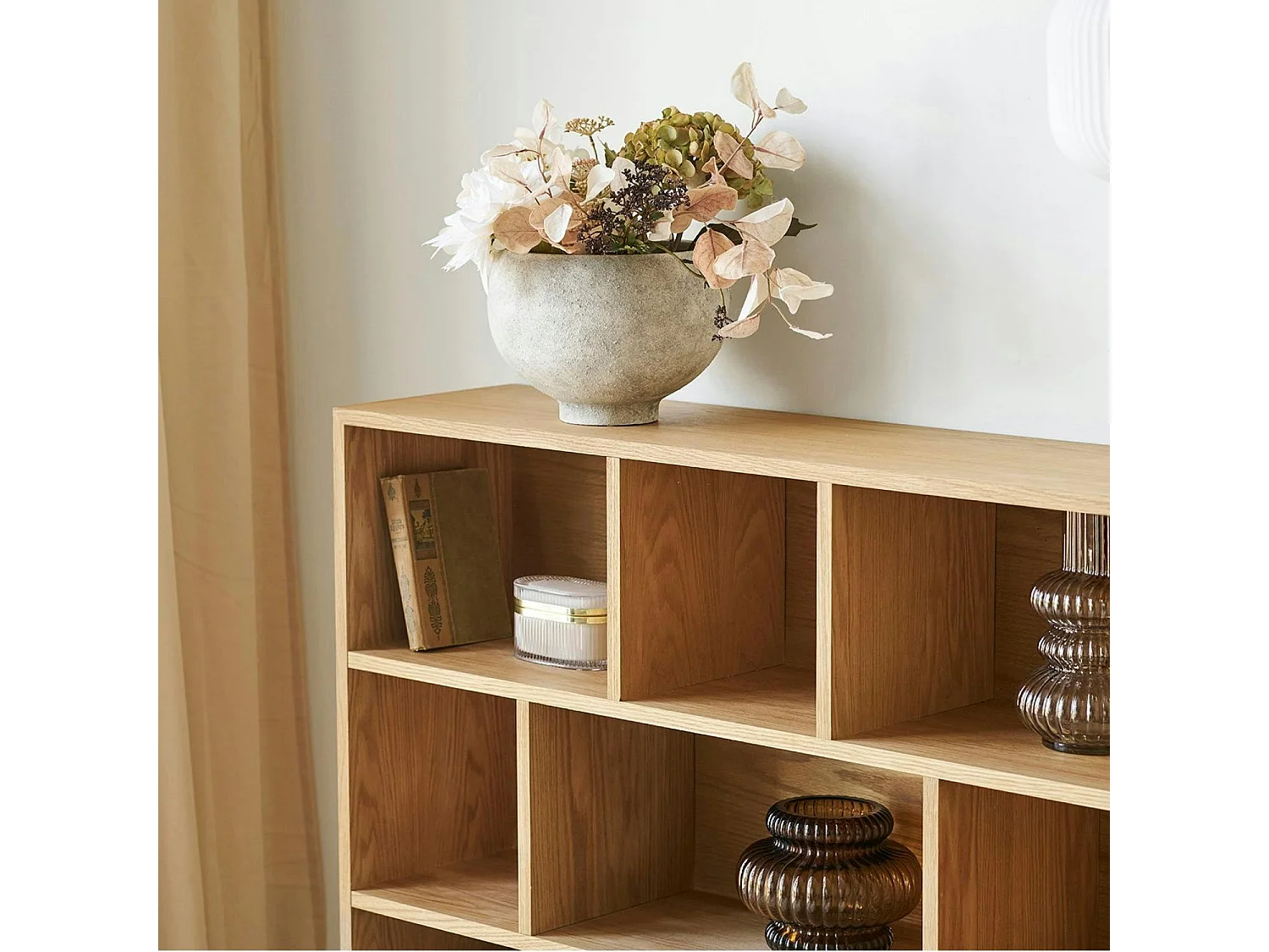 Cache-pot intérieur rond effet pierre naturelle grise H 19, 5 cm