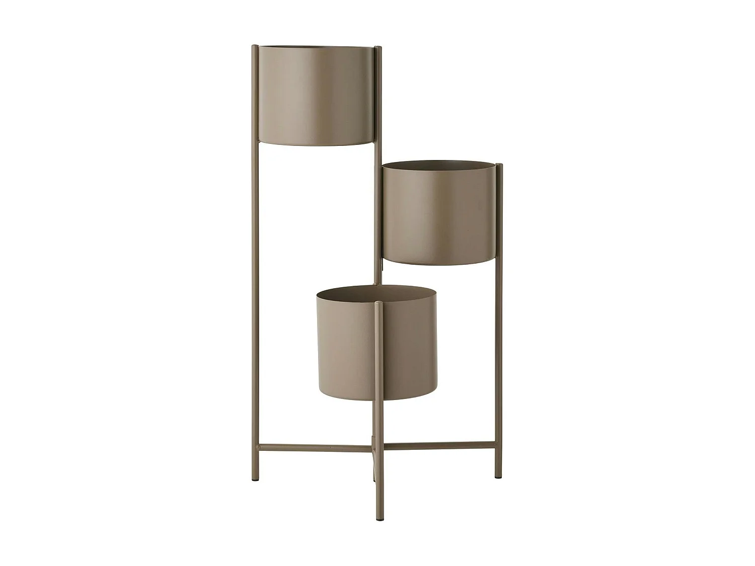 Cache-pot haut salon en métal marron, 3 contenants